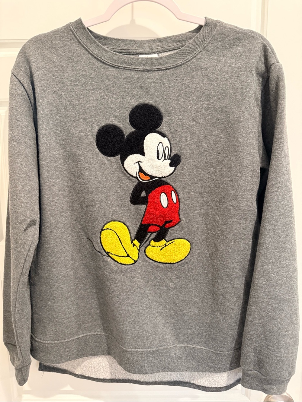 Disney Light Charcoal Textured Mickey Mouse Cotton Blend Women's Sweatshirt M